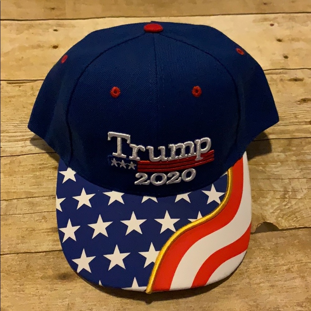 Trump 2020 hat blue Velcro adjustable USA flag